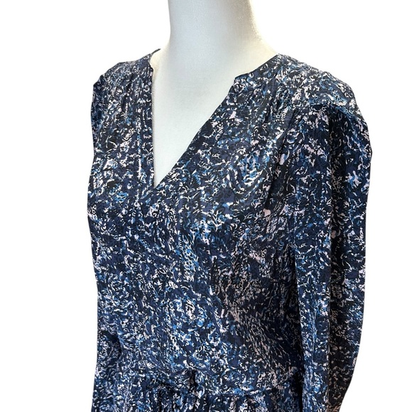 Rebecca Taylor - Block Print, Long Sleeve, Floral Mini Dress - Size 0, Blue - Picture 13 of 17